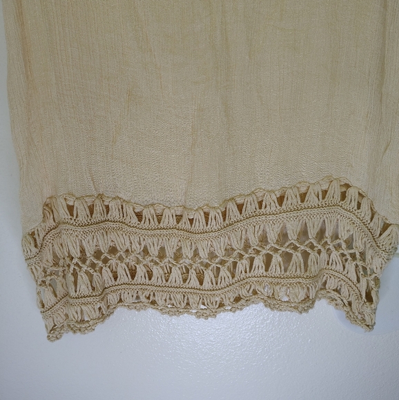 Elegant Cream Crochet Cover Up Midi Dress Sz S-M Cotton Blend - Picture 3 of 11